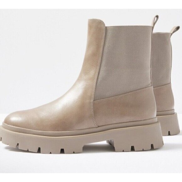 Schutz Billie Casual Moccacino Tan Leather‎ Boot Womens 8.5 Evereve New - Picture 1 of 4